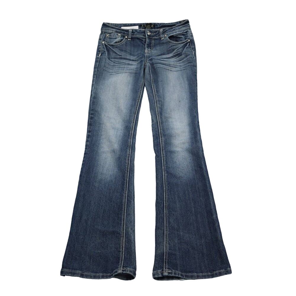 ZCO Pants Womens 9R Blue Denim Mid Rise Flat Front Bootcut Pockets Jeans